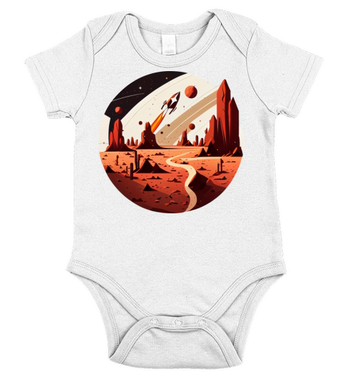Vintage Space Science Mars Fiction Geek Solar Short Sleeve Baby One-Piece