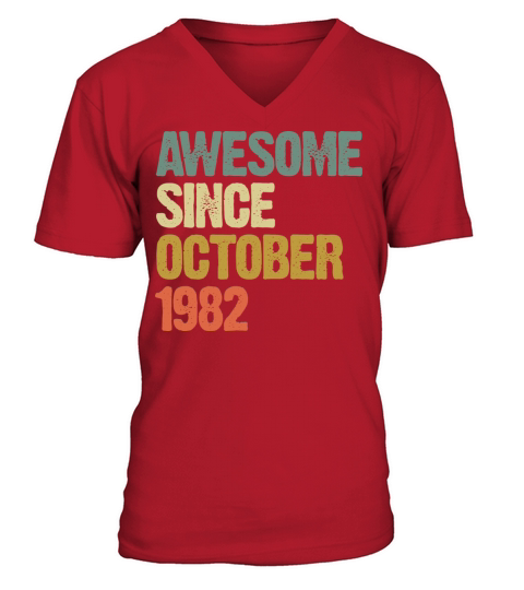 Awesome Since October 1982 Retro Vintage Gift V-Neck T-shirt