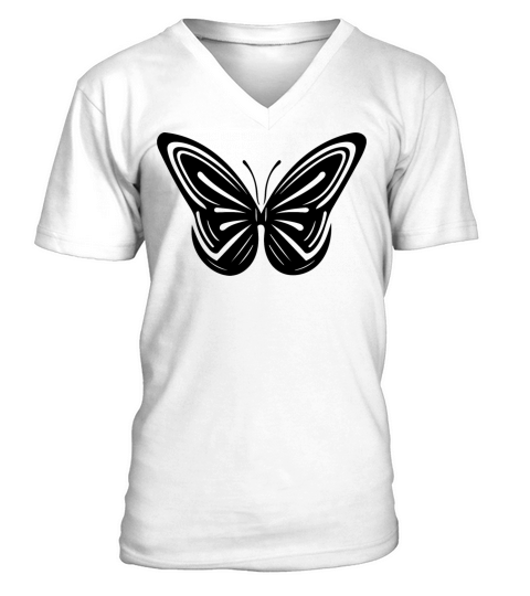 Elegant Vintage Geometric Butterfly V-Neck T-shirt