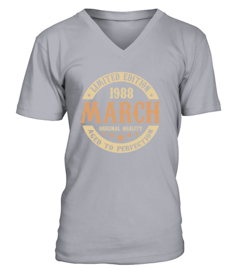 March 1988 Vintage Birthday Present V-Neck T-shirt
