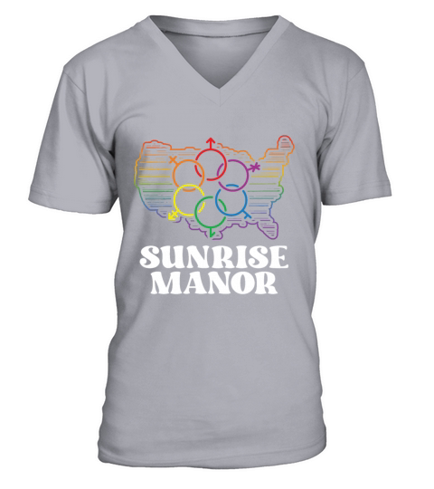 Sunrise Manor Pride Flag Pride Month LGBTQ Flag V-Neck T-shirt