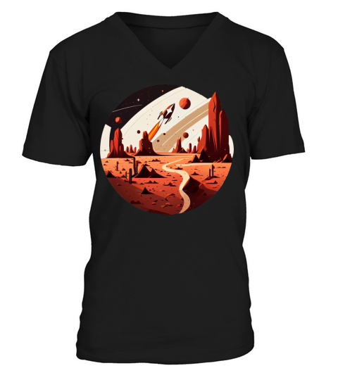 Vintage Space Science Mars Fiction Geek Solar V-Neck T-shirt