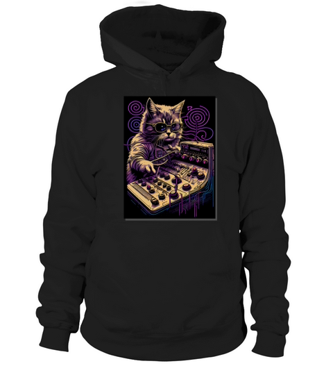 Cat Synthesizer Analogue Synth Vintage Studio Gear Hoodie Unisex