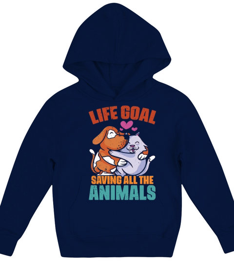 Vintage Life Goal Save All The Animals For Vet Med Kids Hoodie