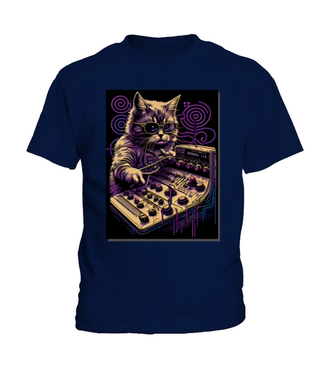 Cat Synthesizer Analogue Synth Vintage Studio Gear Kids T-Shirt