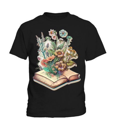flowers growing from book vintage style Kids T-Shirt