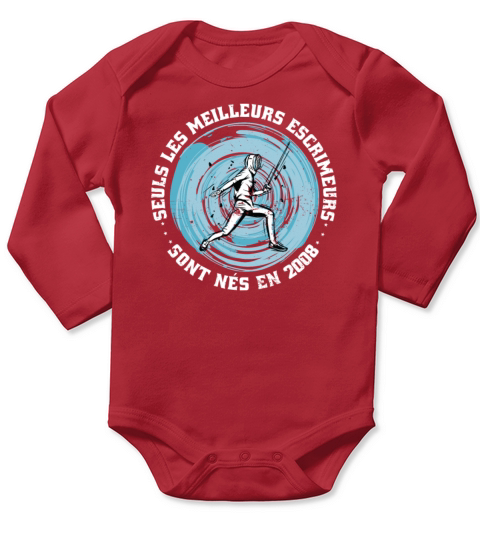 Fencers born in 2008 Birthday Vintage Long Sleeve Baby One-Piece