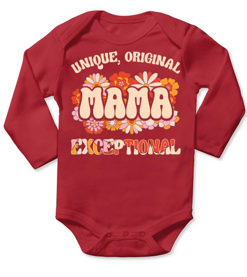 Floral Mom Unique Original Exceptional Mama Long Sleeve Baby One-Piece