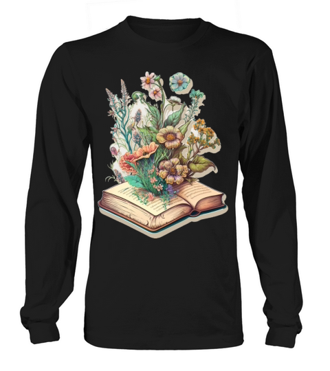 flowers growing from book vintage style Long sleeved Unisex