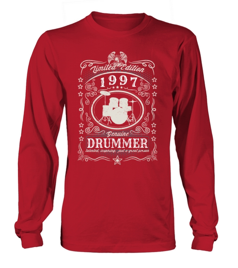 Vintage 1997 Drummer Birthday Gift Percussionist Long sleeved Unisex