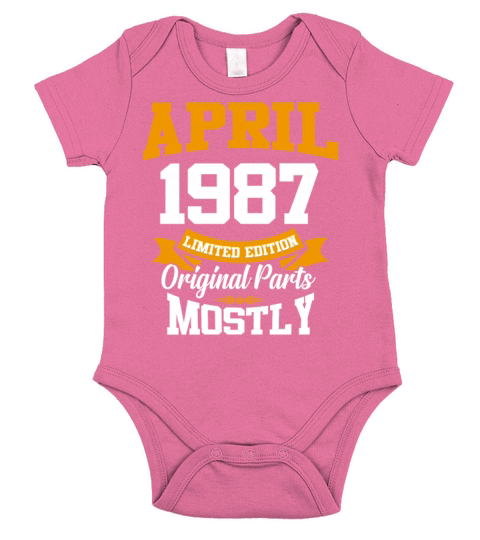 April 1987 Vintage Birthday Present Short Sleeve Baby One-Piece