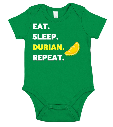 Eat Sleep Durian Repeat funny durian meme gift Short Sleeve Baby One-Piece