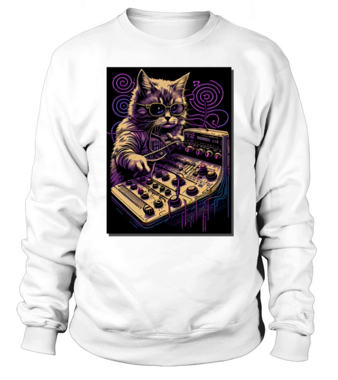 Cat Synthesizer Analogue Synth Vintage Studio Gear Sweatshirt Unisex