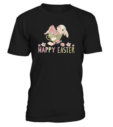 Happy Easter with vintage pastel cute bunny girl T-Shirt Unisex