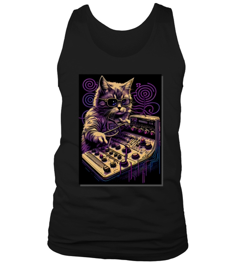 Cat Synthesizer Analogue Synth Vintage Studio Gear Tank Top Unisex
