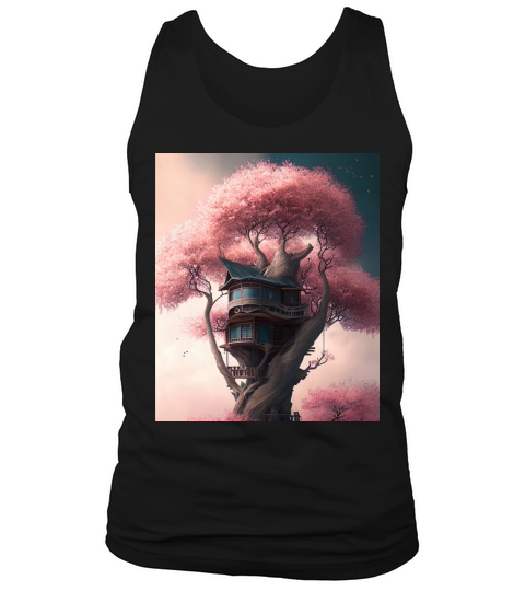 Japanese Cherry Blossom Treehouse Tank Top Unisex
