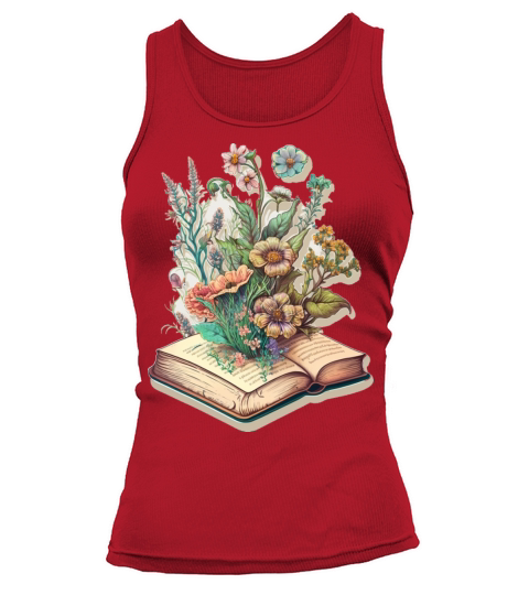 flowers growing from book vintage style Tank top Woman