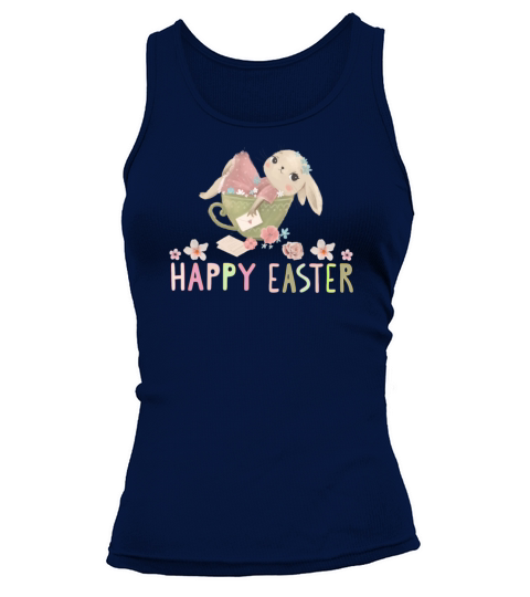 Happy Easter with vintage pastel cute bunny girl Tank top Woman