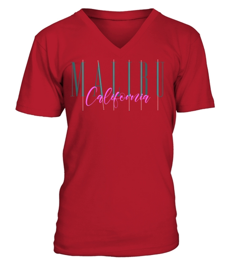 Malibu california typographic slogan lettering V-Neck T-shirt