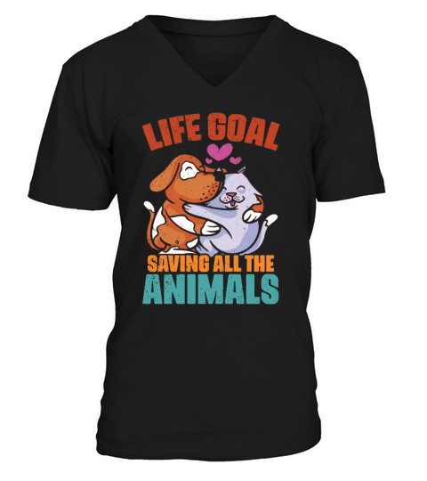 Vintage Life Goal Save All The Animals For Vet Med V-Neck T-shirt
