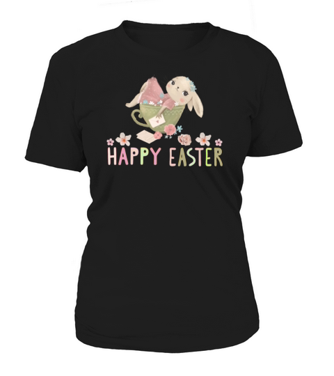 Happy Easter with vintage pastel cute bunny girl Women's T-Shirt