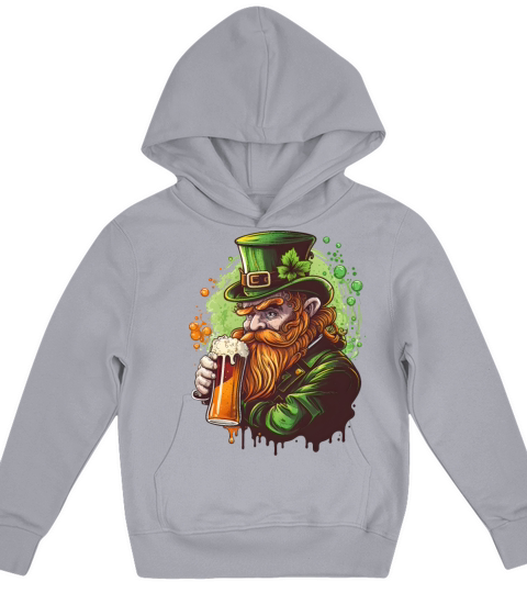 Funny Leprechaun Drinks Beer Happy St Patricks Day Kids Hoodie