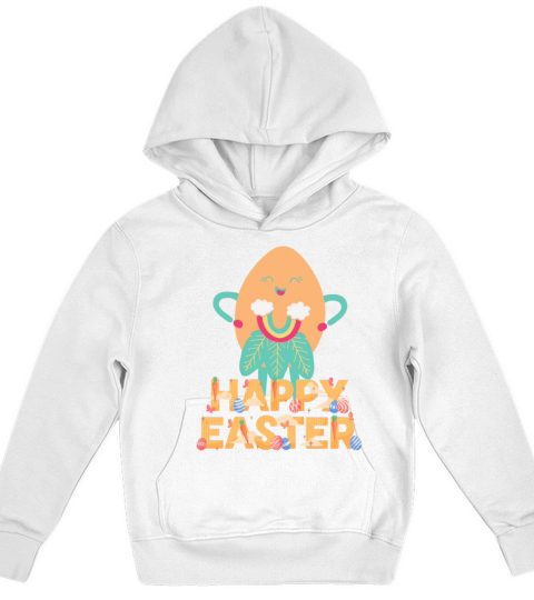 Happy Easter with vintage retro groovy pastel ora Kids Hoodie