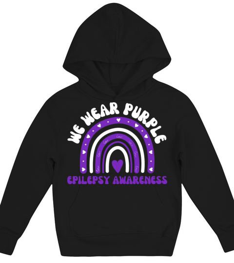 We Wear Purple Leopard Rainbow Epilepsy Awareness Kids Hoodie