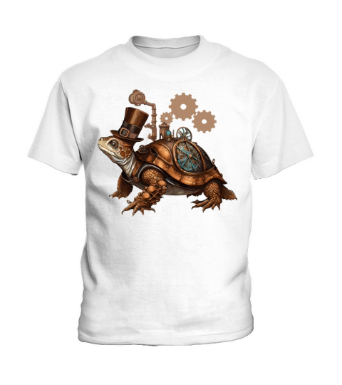 Steampunk Turtle Vintage Mechanical Gears Reptile Kids T-Shirt