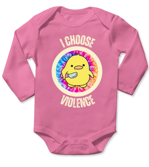 I Choose Violence Cute Cat with Knife Long Sleeve Baby One-Piece