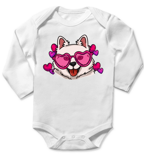 Love American Eskimo Long Sleeve Baby One-Piece