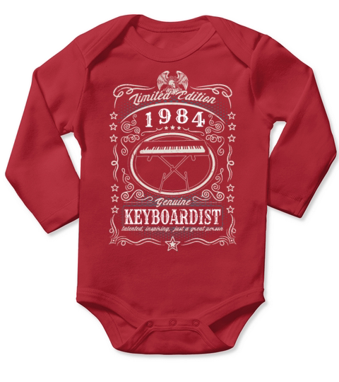 Vintage 1984 Keyboardist Birthday Gift Keyboard Long Sleeve Baby One-Piece