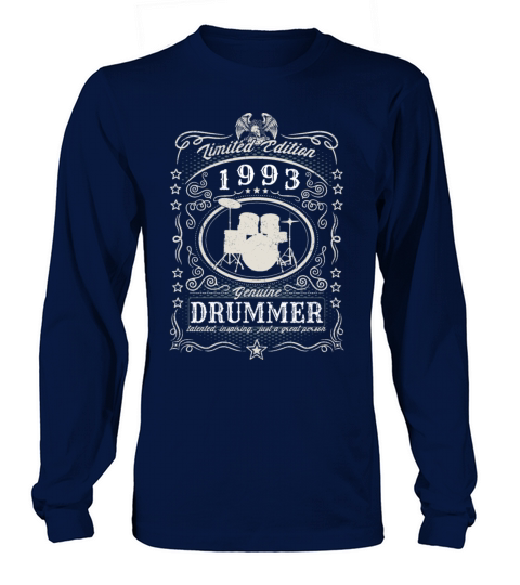 Vintage 1993 Drummer Birthday Gift Percussionist Long sleeved Unisex