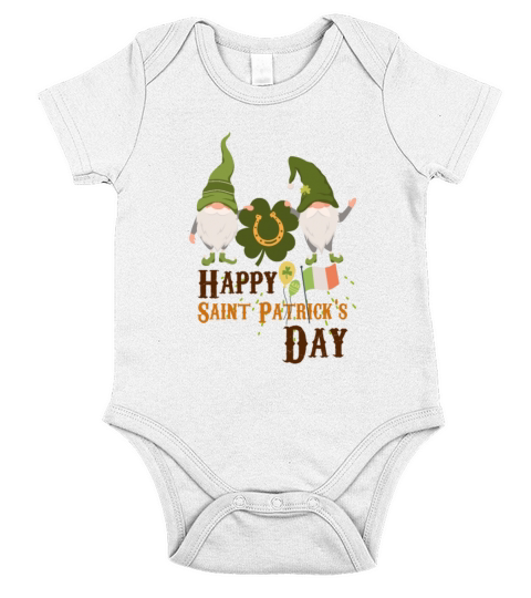 Happy Saint Patricks day green gnomes and clover Short Sleeve Baby One-Piece