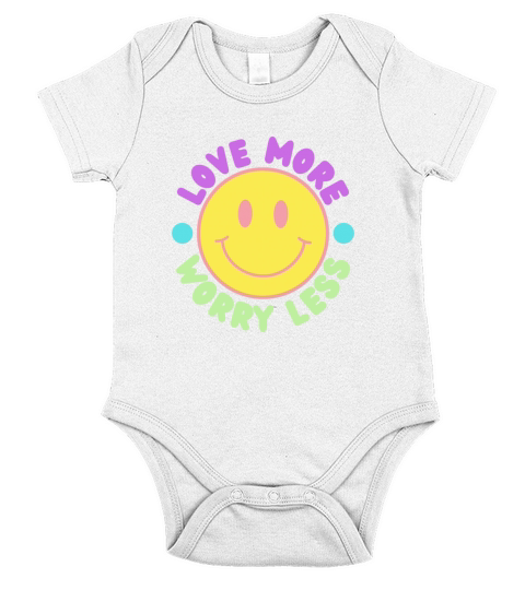 Love More Worry Less - Yellow Short Sleeve Baby One-Piece