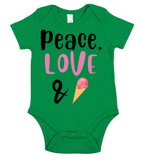 Peace Love and Ice Cream Short Sleeve Baby One-Piece