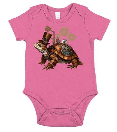 Steampunk Turtle Vintage Mechanical Gears Reptile Short Sleeve Baby One-Piece
