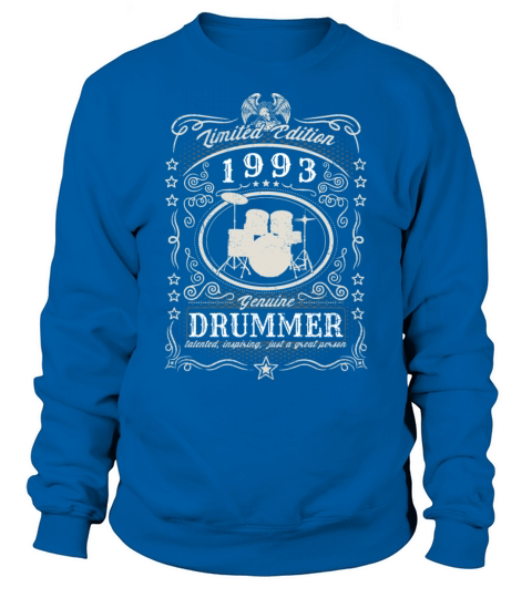 Vintage 1993 Drummer Birthday Gift Percussionist Sweatshirt Unisex
