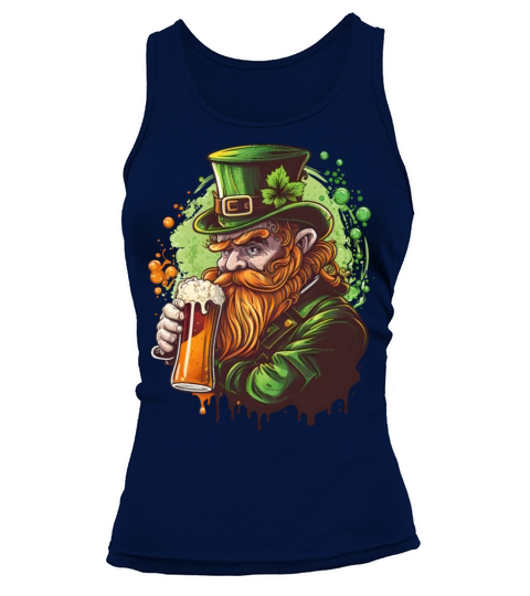 Funny Leprechaun Drinks Beer Happy St Patricks Day Tank top Woman