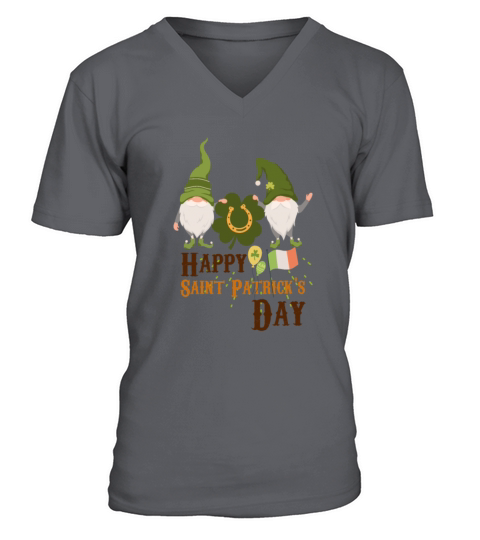 Happy Saint Patricks day green gnomes and clover V-Neck T-shirt