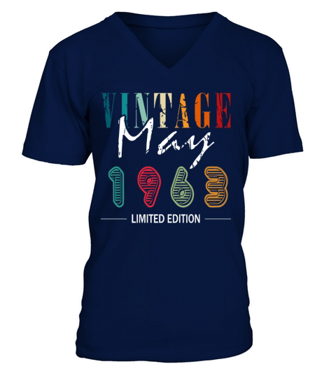 May 1963 vintage birthday gift V-Neck T-shirt