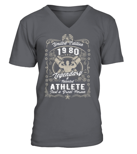 Vintage 1980 Fitness Birthday Gift Sport Hobby V-Neck T-shirt