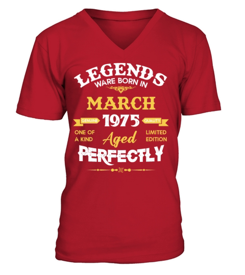 Vintage Aged To Perfection March 1975 V-Neck T-shirt