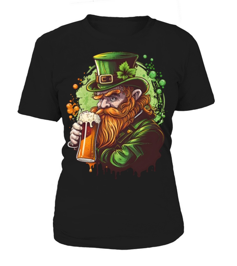 Funny Leprechaun Drinks Beer Happy St Patricks Day Women's T-Shirt