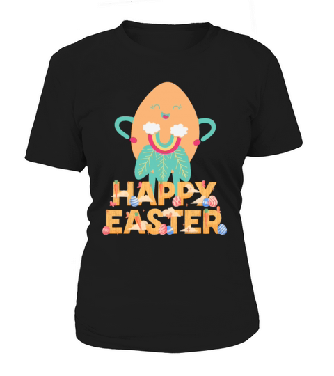 Happy Easter with vintage retro groovy pastel ora Women's T-Shirt
