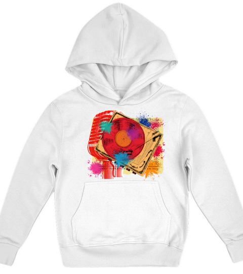 Vintage Vinyl Microphone Turntable DJ 80s 90s Musi Kids Hoodie
