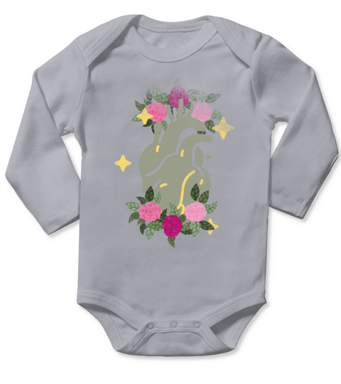 Anatomical Heart And Flowers Long Sleeve Baby One-Piece