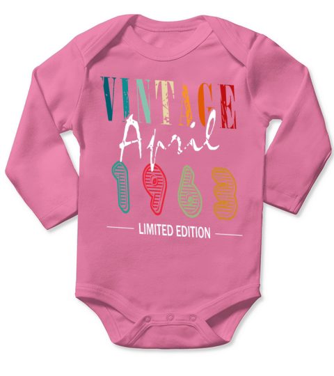 Anniversary 60 years - vintage - April 1963 Long Sleeve Baby One-Piece
