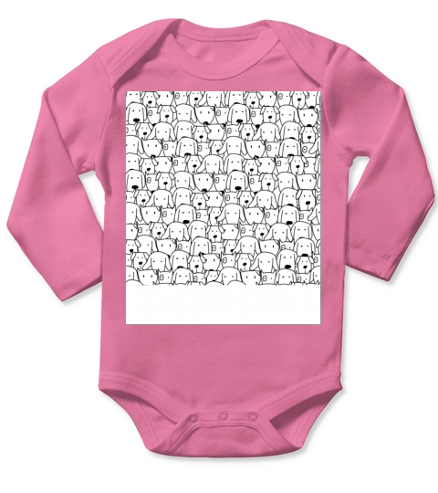 Cute Dog Seamless Patterns vintage Long Sleeve Baby One-Piece
