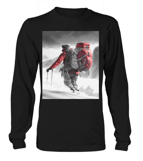 Snow hiker hikers ski hiking mountains rocky mount Long sleeved Unisex
